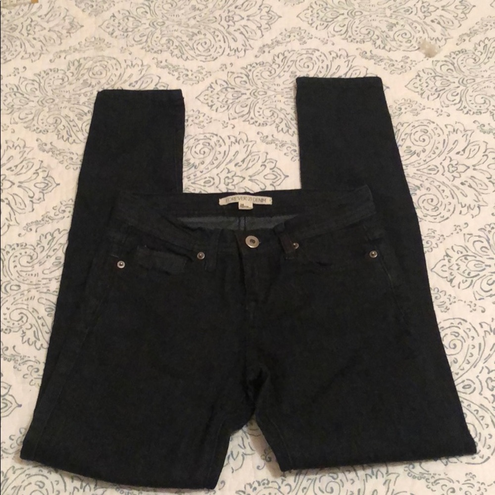 4/$15 forever 21 denim black skinny jeans size 24